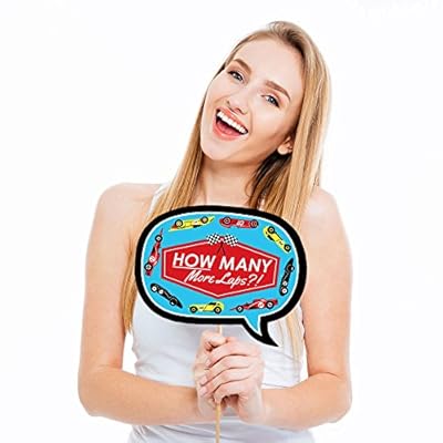 Funny Letâ€™s Go Racing - Racecar - Baby Shower or Race Car Birthday Party Photo Booth Props Kit - 10 Piece