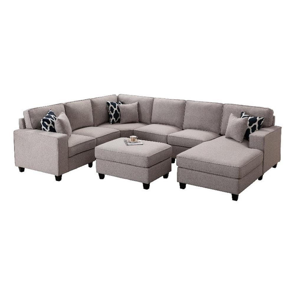 Photo 1 of ***PARTIAL SET - OTTOMAN ONLY****
Legend Vansen Fabric Flexible Combination Module Reversible U Shaped Sofa for Living Room, Grey Sectional        