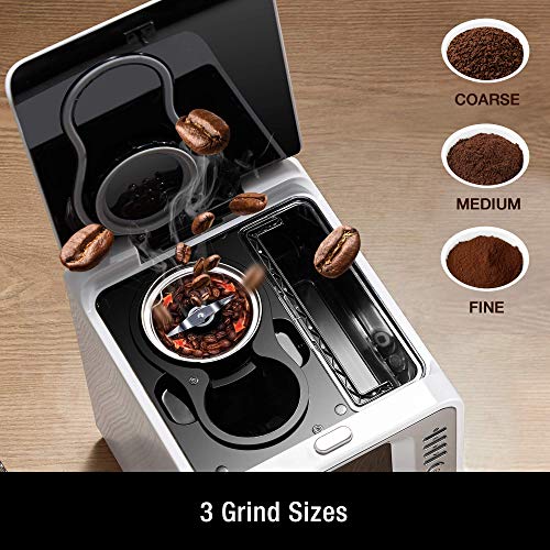 HAUSWIRT Kaffeemaschine, Kaffeevollautomat 3 Mahlgrade, Warmhalteplatte & Abschaltautomatik, Abnehmbarer Wassertank… – Bild 4