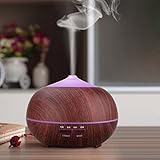 TONERONE Essential Oil Diffuser 400ml Wood Grain Cool Mist Aromatherapy Humidifier Ultrasonic Aroma Humidifier for Office, Baby Room, Bedroom, Conference room, fitness room (Black)