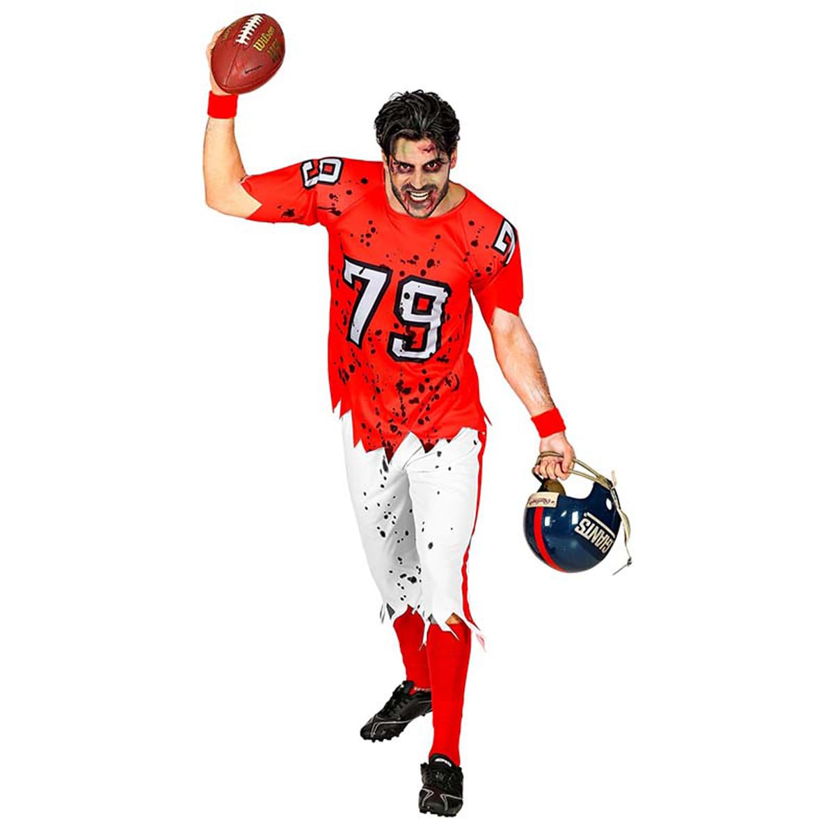 WIDMANN 03151 Adult Zombie American Football Player Costume Men's, Red/White, S