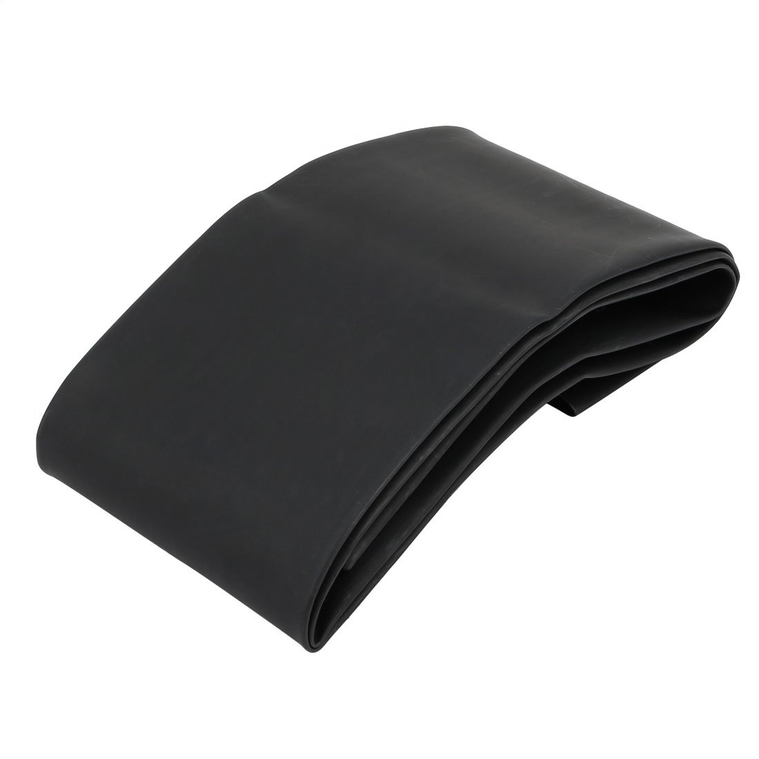 sourcing map Polyolefin Heat Shrinkable Flame Retardant Tube 1M x 60mm Inner Dia Black