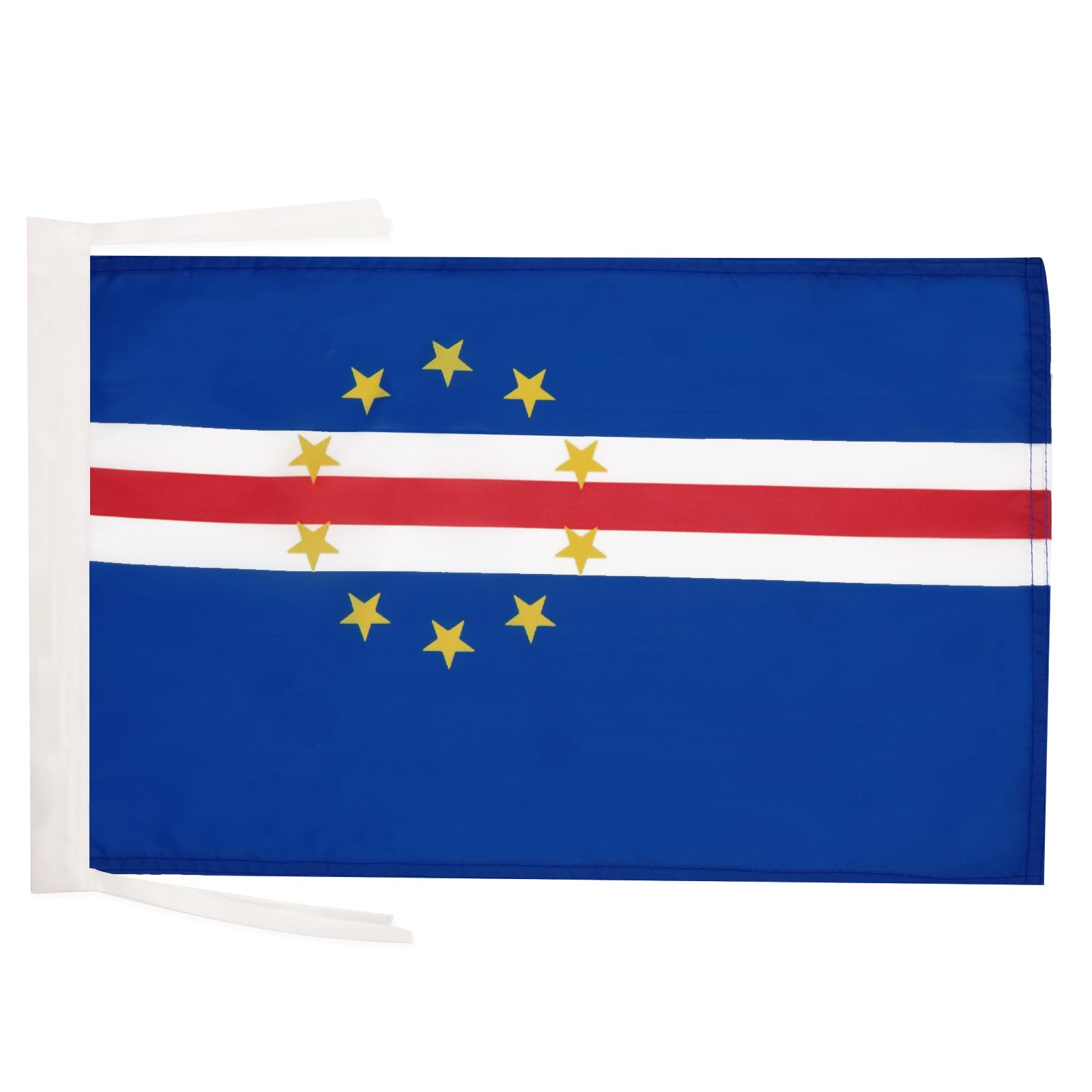 AZ FLAG - Cape Verde Flag - 18'' x 12'' - 100% Polyester Cape Verdean Small Banner with Two Cords - Fade Resistant - Vivid Colors - 18x12 in - 45x30 Cm — image 1