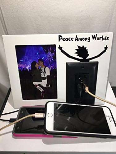 High Quality USB Fast-Charge Rick and Morty 4x6 Picture Frame 2X USB Fast Charge 2.1a AND 2X 120v Outlet "Peace Among Worlds"
