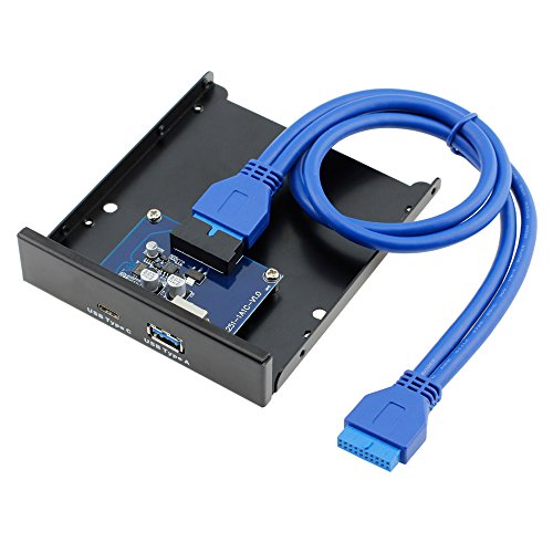 E-SDS USB 3.0 Port + USB 3.1 Type C Port 3.5 Inch Front Panel USB Hub[ 20 Pin Connector & 1.65 ft Adapter Cable]