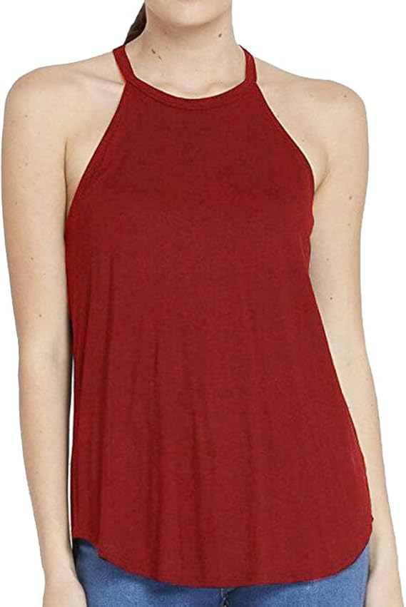 Women's Sleeveless Halter Racerback Tops Summer Casual Shirts Basic Tee Shirts Cami