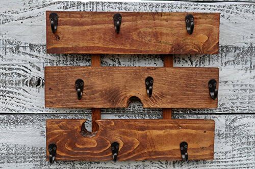 Rustic Wood Coffee Cup Rack Mug Holder Wall Mounted Kitchen Storage