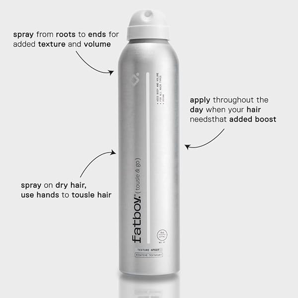 FATBOY TOUSLE & GO HAIR SPRAY WITH ALOE VERA & SUNFLOWER SEED EXTRACT, LIGHTWEIGHT HOLD HAIR TEXTURE SPRAY FOR VOLUME, TOUSLED FINISH, HAIR CARE FOR ALL HAIR TYPES, PARABEN FREE, COLOR SAFE, 6 OZ
