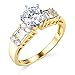 14k Yellow OR White Gold SOLID Wedding Engagement Ring and Wedding Band 2 Piece Set