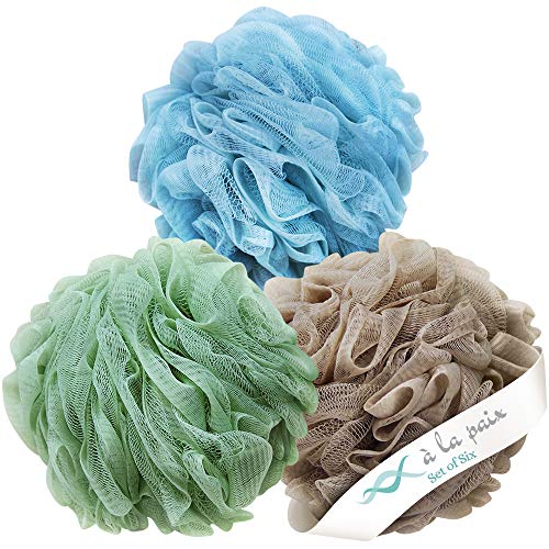 » À LA PAIX Exfoliating Loofah Bath & Shower Fluffy Mesh Sponge Pouf
