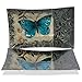 AngelStar 19051 Handmade and Hand-Painted Glass Blue Butterfly Rectangular Plate, 12-Inch