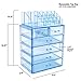 Sorbus Acrylic Makeup Organizer Set, 6-Drawer Vanity & Countertop Cosmetic Storage with Small & Wide Compartments, Blue Brilliance Makeup Storage for Brushes, Jewelry – Holiday Gift for Women & Teens