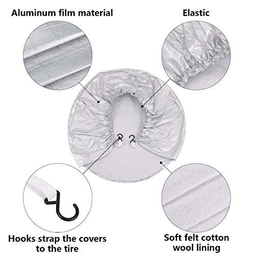 CarCare Tire Cover for RV Auto Truck Car Camper Trailer Waterproof Sun-proof fits 30"-32" Tire Diameters, Silver, 4 Pack - Thumbnail 3