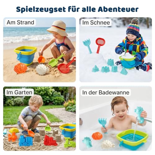 AOJN 21 in 1 Sand Toy, Beach Toy, Children's Sandpit Toy with Foldable Bucket, Innovative Handbags, Sand Shovel, Sand Shapes, Portable and Space-saving for Boys Girls Children