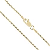 Honolulu Jewelry Company 14K Real Solid Yellow Gold 1mm or 2mm Rope Chain Necklace Lobster Clasp, 16" - 24"