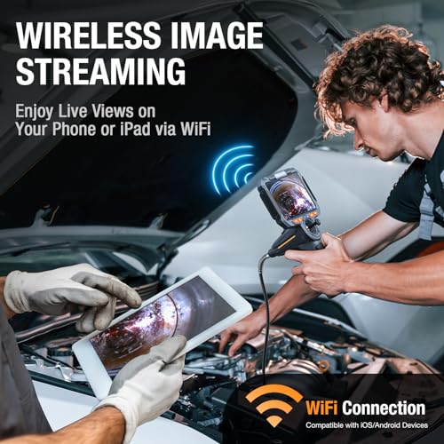Teslong 4-Way Articulating Borescope with Dual Lens Endoscope, 1080P HD Steerable Mechanic Inspection Camera with with LED Light, See in Wall Automotive Engine Scope(0.24inch-5FT)