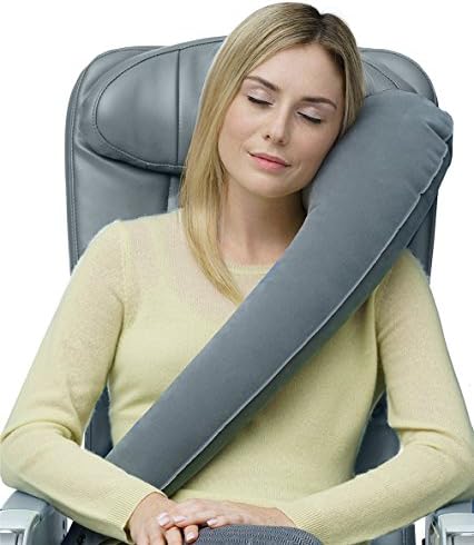 Portable Train Car Inflatable Cotton Cloth J U Shape Pillow Travel Polypropylene Fibers Sleeping Neck Pillow 1 90X28