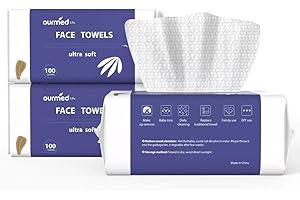 Ourmed Life Face Towels, 300 Count Disposable Biodegradable Facial Clean Wash Cloth for Sensitive Skin, Lint- free Facial Tissue for Cleansing, Skincare and Makeup Remover, Dry Wipes
