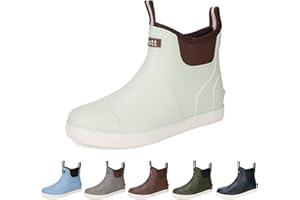 HSBDNZQ Men’s Deck Boots, Deck Shoes Waterproof Rain Boots, Saltwater Fishing Ankle Boots, Non-Slip Rubber Garden Muck Boots for Gardening Boating Camping Sailing Fishing
