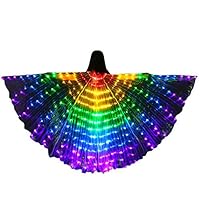 Kizove LED Isis Wings Colorful Butterfly Wings Luminous with Telescopic Stick for Clothing Performance Belly Dance Show Catwalk Halloween Christmas Party Girl Children