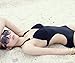 AshopZ Junior's Backless One Piece Solid Color Cut Halter Monokini Swimsuit