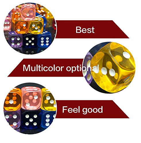image for ialnal 50-Pack Translucent & Solid 6-Sided Game Dice 5 Sets of Vintage