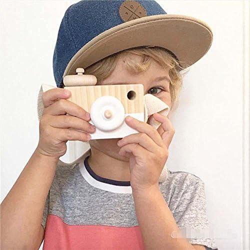 Jowtam Retro Toy Wooden Camera for Kids Safe &amp; Natural for Photographer Baby Teether Wooden Photo Wood Toys (White)