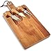 VonShef Acacia Wooden Rectangular Paddle Platter Board with Hanging Loop and 3 Piece Specialist Knife Set, Perfect for Serving Cheese, Tapas, Sliders or Desserts, 16.1 x 7.1 Inches
