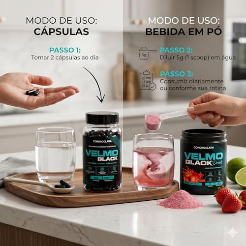 Velmo Black Kit de Suplemento em Pó Drink150g + Pote de 60 Capsulas