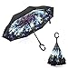 Elover 32in X 8 Panels Double Layer Inverted Umbrella, C - Beauty Flower