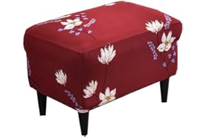 Eco-Ancheng Chair Cover Stretch Ottoman Cover Rectangular Storage Ottoman Slipcover Footrest Stool Covers Ottoman Slipcovers for Foot Stool with Nonslip Elastic Bottom