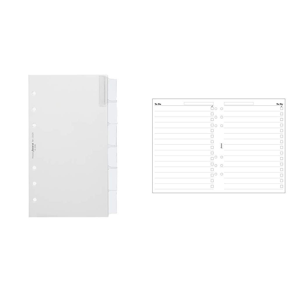 Filofax Personal Blank Index with Multi-Coloured Labels 6 Tabs - White &A5 To Do