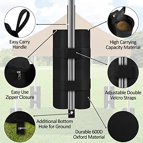 Coindivi Sand Bags for Canopy, Black Canopy Weights Set of 4, Pop up