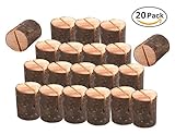 Rustic Wood Table Numbers Holder Stump Memo Clip Holder Picture Memo Note Photo Clip Holder Party Decorations Wedding Table Name Card Holder Message Clip (20PCS)