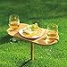 Tovolo Outdoor Wine Holder Bamboo Table, Holds 2 Wine Glasses, Collapsible Table With Ground Stake, Outdoor Wood Table & Wine Glass Holder for Outdoor Entertaining
