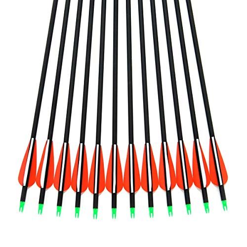 Muhubaih Archery Outdoor Hunting Carbon Arrows 12PCS 30" Archery Metal tip 7.8mm Shaft Spine 550 Removable Arrows with Field Points Replaceable Tips for Recurve & Compound Bow(12Pcs) - Thumbnail 4