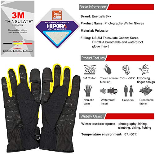 image for EnergeticSky Waterproof Winter Gloves,3M Thinsulate Ski & Snowboard Gl