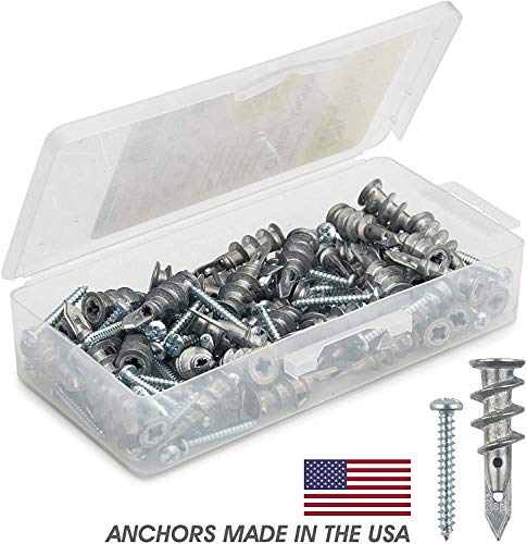 thumbnail image 2 of Unvert Zinc E-Z Anchors With Screws - 50 Piece Heavy Duty Drywall Anchor Kit, Holds 75 Lbs 2 of 11