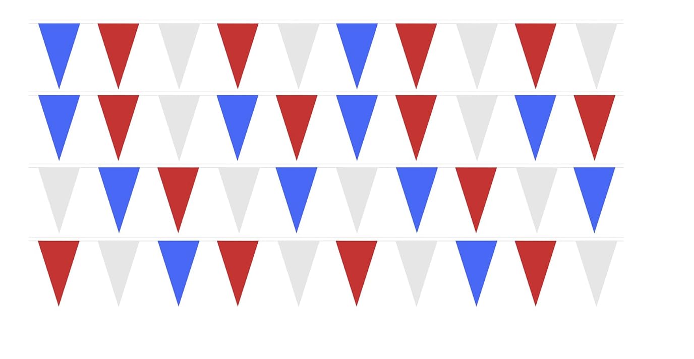 Queen's Jubilee Red, White & Blue Union Jack Triangle Bunting - Fabric (Choose Length) (20 Metre)
