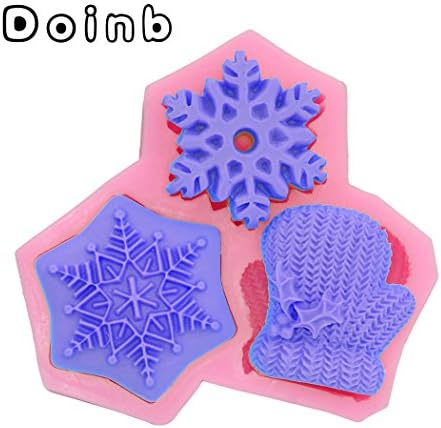 Doinb Christmas Snowflake Glove FDA Silicone Fondant Molds Outer Size 12x11.2x1.9cm GJM-1664