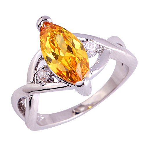 Veunora 925 Sterling Silver Plated Marquise Cut Amethyst Gemstone Infinity Twisted Ring for Women