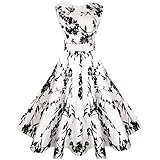 MaggieX Womens Vintage 1950's Floral Sleeveless Party Cocktail Dress