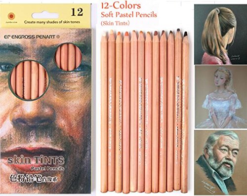 EP ENGROSS PENART 12 Professional Soft Pastel Pencils Wood Skin Tints (12 PCS Skin Tints pencil)