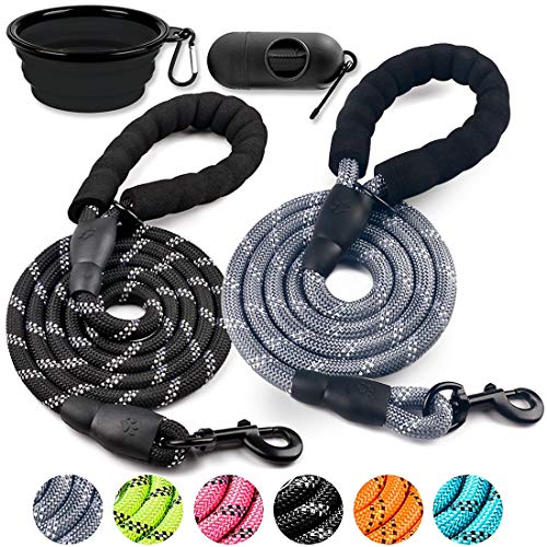 COOYOO 2 Pack Dog Leash 5 FT Heavy Duty Comfortable Padded Handle