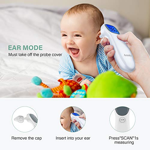 Baby Forehead and Ear Thermometer for Fever【New Design】,Annsky Professional Medical Infrared Digital Fever Temporal Thermometers with Flashlight, Instant Accurate Reading for Baby Kids and Adults