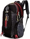 Aidonger Unisex Vintage 55L Hiking Backpack Travel Daypack (Black)