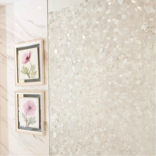 Leyden 2 Roll 24-by-72-Inch Cut Glass Cobble Pattern No-Glue 3D Static Decorative Glass Window Films Multi