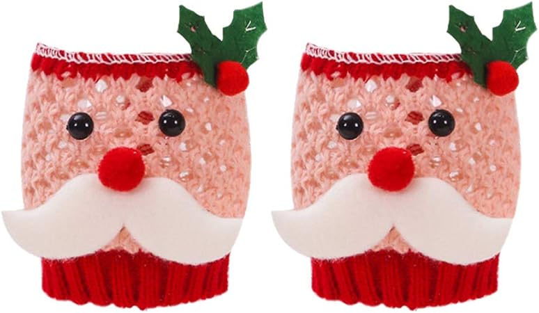 Lavoretti Festa Di Natale.Happyami Set Di 2 Decorazioni Natalizie In Vetro Di Vino Per Lavoretti A Maglia Marcatori Di Identificazione In Vetro Di Vino Marcatori Di Natale Da Tavolo Accessori Per La Festa Amazon It