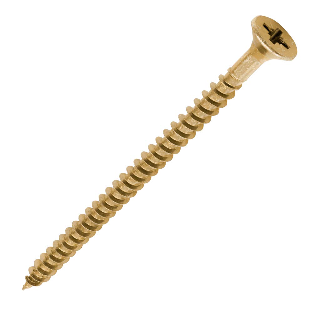 TIMCO Solo Chipboard & Woodscrews - Gold - 5.0 x 80 - Box of 200 - A Single Thread woodscrew mainly Used in Various Types of Timber and Man-Made Boards or into Masonry with The use of Plastic Plug — image 1