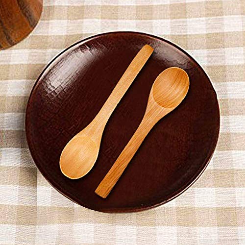 VGOODALL Handmade Wooden Spoon, 12PCS 13cm Small Wooden Serving Spoons Condiments Salt Spoons Honey Teaspoon Coffee Tea Sugar Salt Jam Mustard Ice Cream Spoons Wooden Cutlery